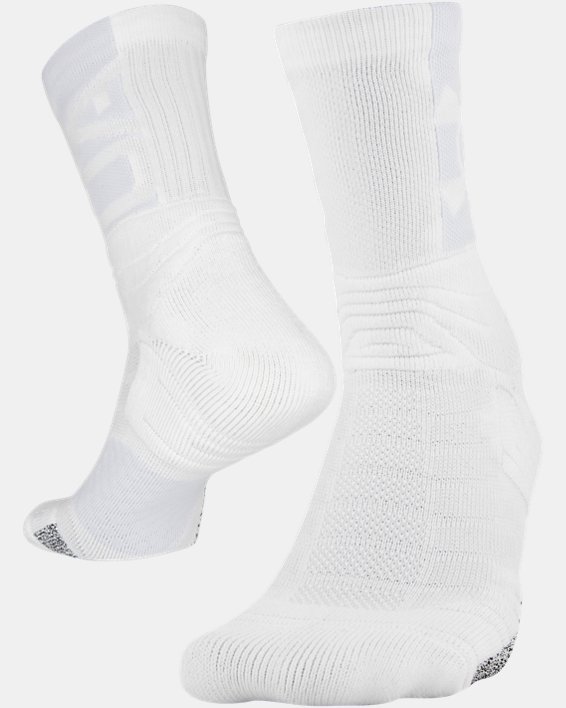 Unisex UA Playmaker Crew Socks, White, pdpMainDesktop image number 0